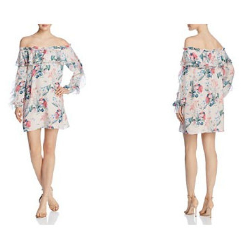 Parker Off The Shoulder 100% Silk Floral Dress — image 2 of 8